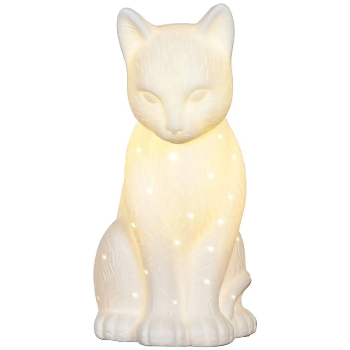 DT95 European Minimalist Ceramic Table Lamp Cosy Study Desk Light with Kitten Design for Dormitory Bedroom UK Plug