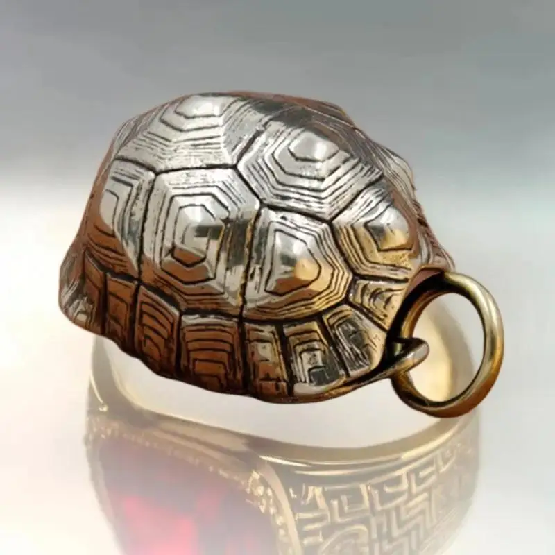 1 unidad de llavero vintage de metal de latón, campana de cobre con diseño de caparazón de tortuga, colgante para coche, accesorio colgante de joyería DIY, regalos creativos de la suerte