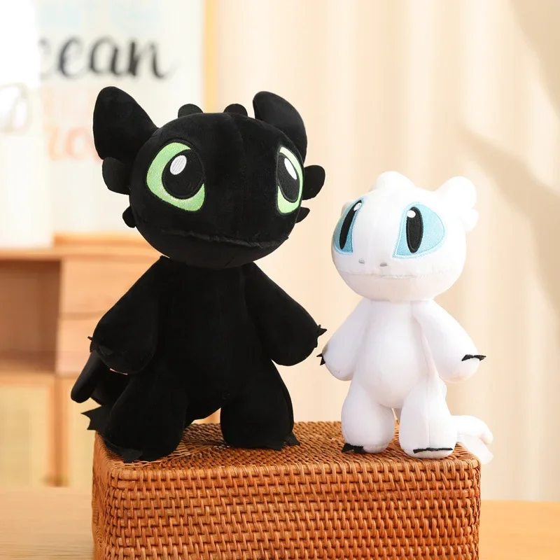 Disney Soft Plush Doll  Dragon Training Master Light Fury Night Fury Comfortable Wings And Tail Can Move Room Decorations