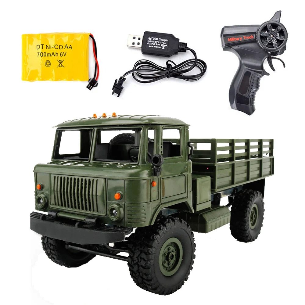 WPL B-24 Remote Control Military Truck DIY Off-Road 4WD RC Car 4 Wheel Drive Climbing GAZ-66 Vehicle for Birthday Gift Toy