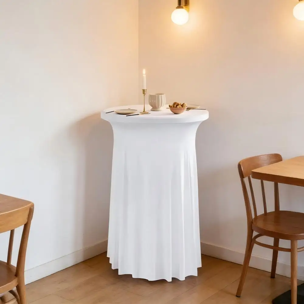 Weiße Farbe, hochwertige Cocktail-Tischdecke, Rock-Stil, modern, elegant, kommerzielle Besprechung, Bar, runde Sonnenblume, elastische Abdeckung – Detail 5