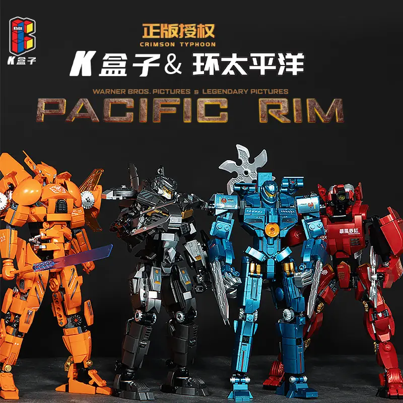 Kbox pacífico aro caçador robô blocos de construção mecha guerreiro montagem brinquedos filme autorização genuína abs plástico presente da criança