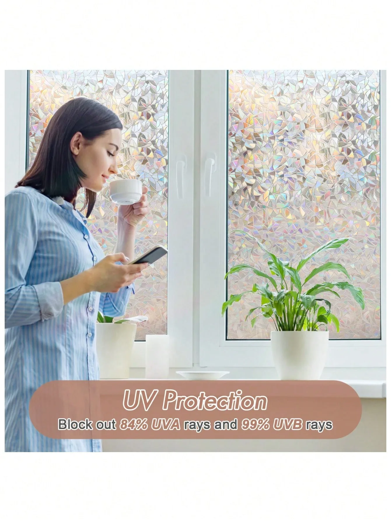 Photochromic Rainbow Window Film Color Changing Sunlight Activated Privacy Static Cling for Home Car Sunroof Decoration