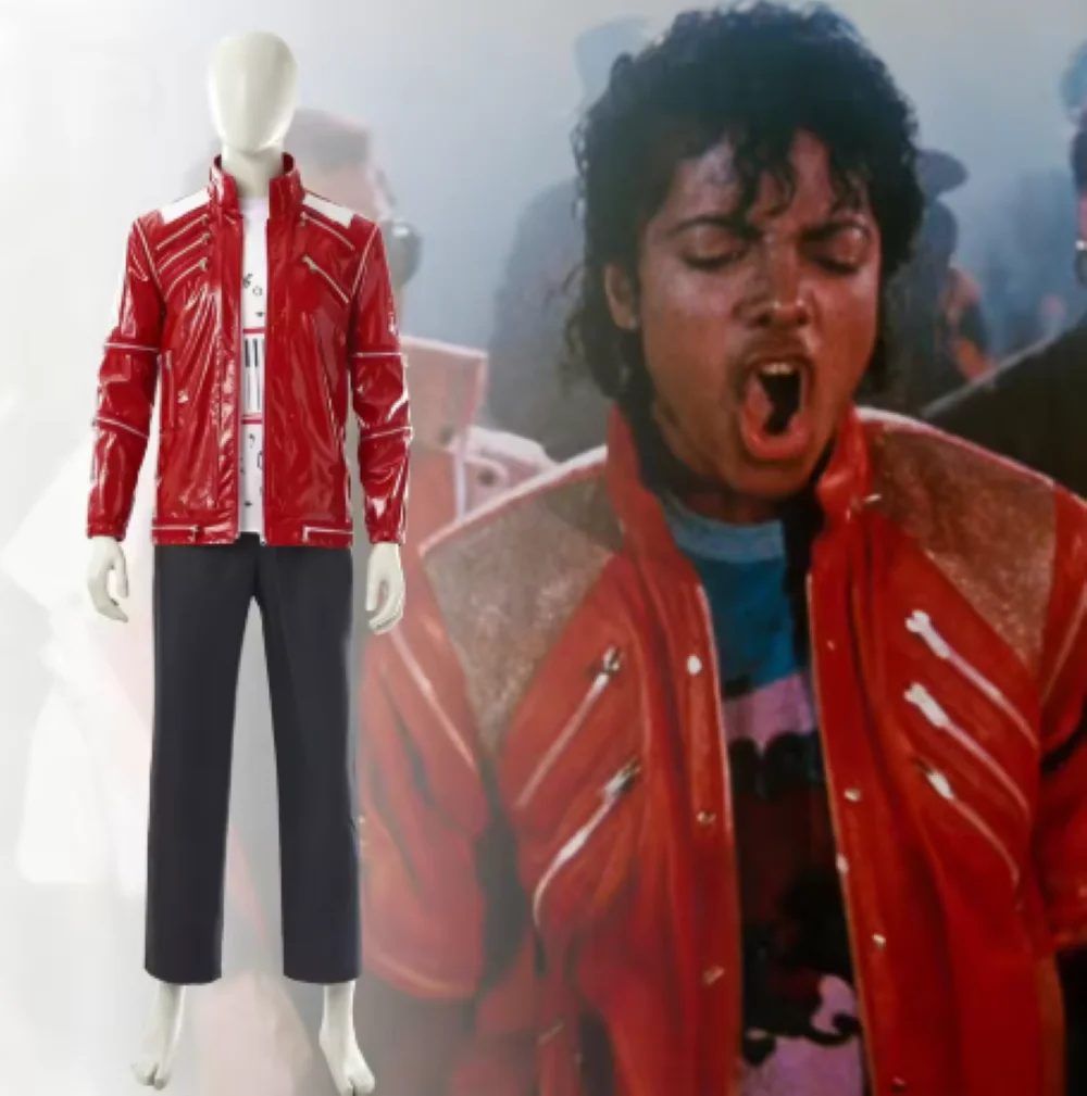 

Punk Red Zipper Michael Jackson Cosplay Costume MJ Beat It Jacket Casual Costume America Fashion Style Outwear