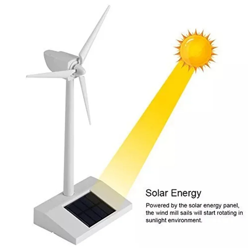 CHCH Wind Power Generation Solar Windmill Powered Wind Mill Model Desktop Decor Craft Kids Education Photovoltaic Model