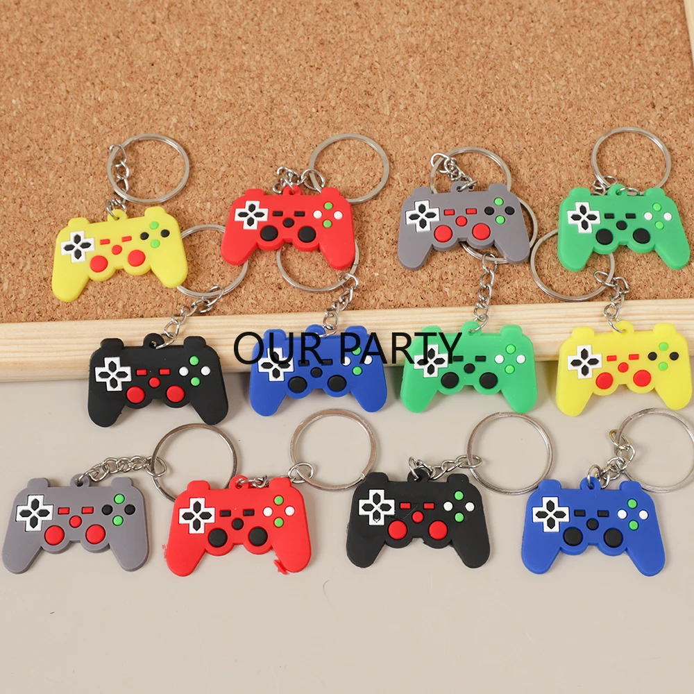 12Pcs Cute GamePad PVC Keychain Video Game on Theme Backpack Pendant for Boy Birthday Game Night Party Favors Pinata Fillers