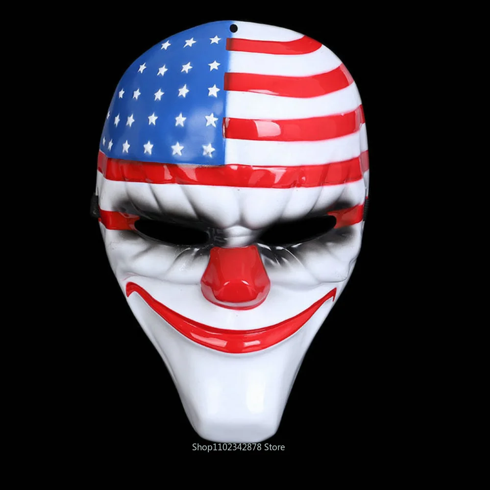 Scary Clown Maske Payday 2 UNS Flagge Clown Masken Maskerade Karneval Party Maske Horrible Lustige Zahlen Tag Maske Halloween Prop liefert