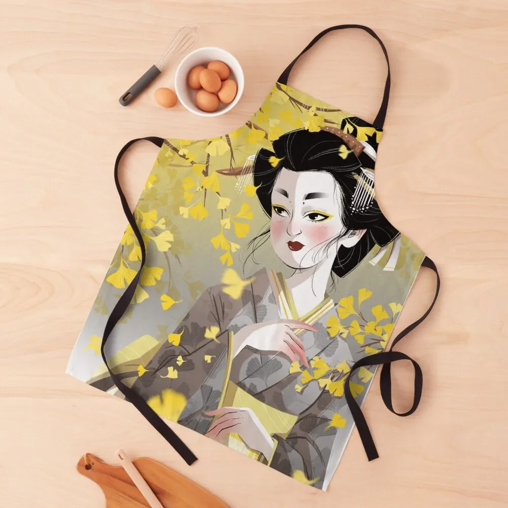 Gingko Geisha Apron Restaurant Kitchen Equipment Kitchen Tools Accessories Apron