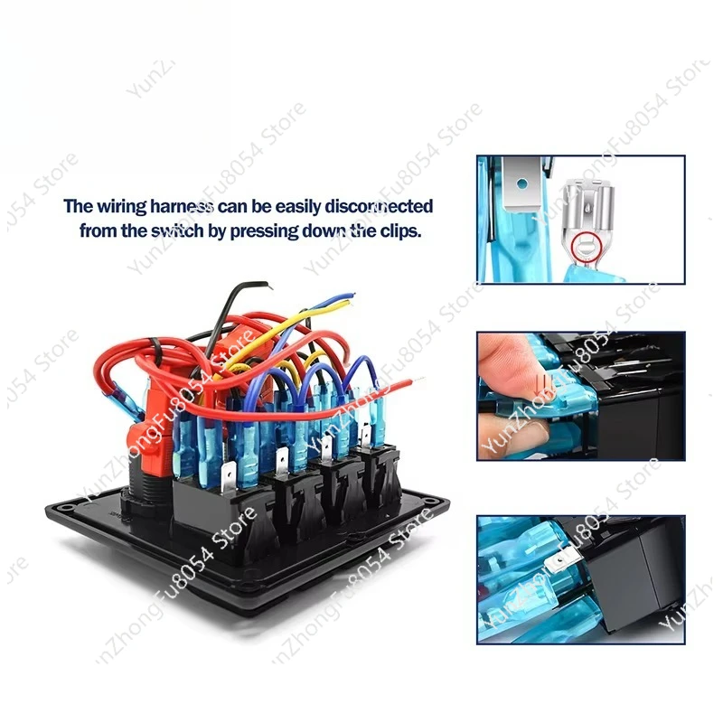 أداة لوحة التبديل البحرية من الألومنيوم RV لوحة التبديل الكهربائية للمركبة مع الصمامات #6