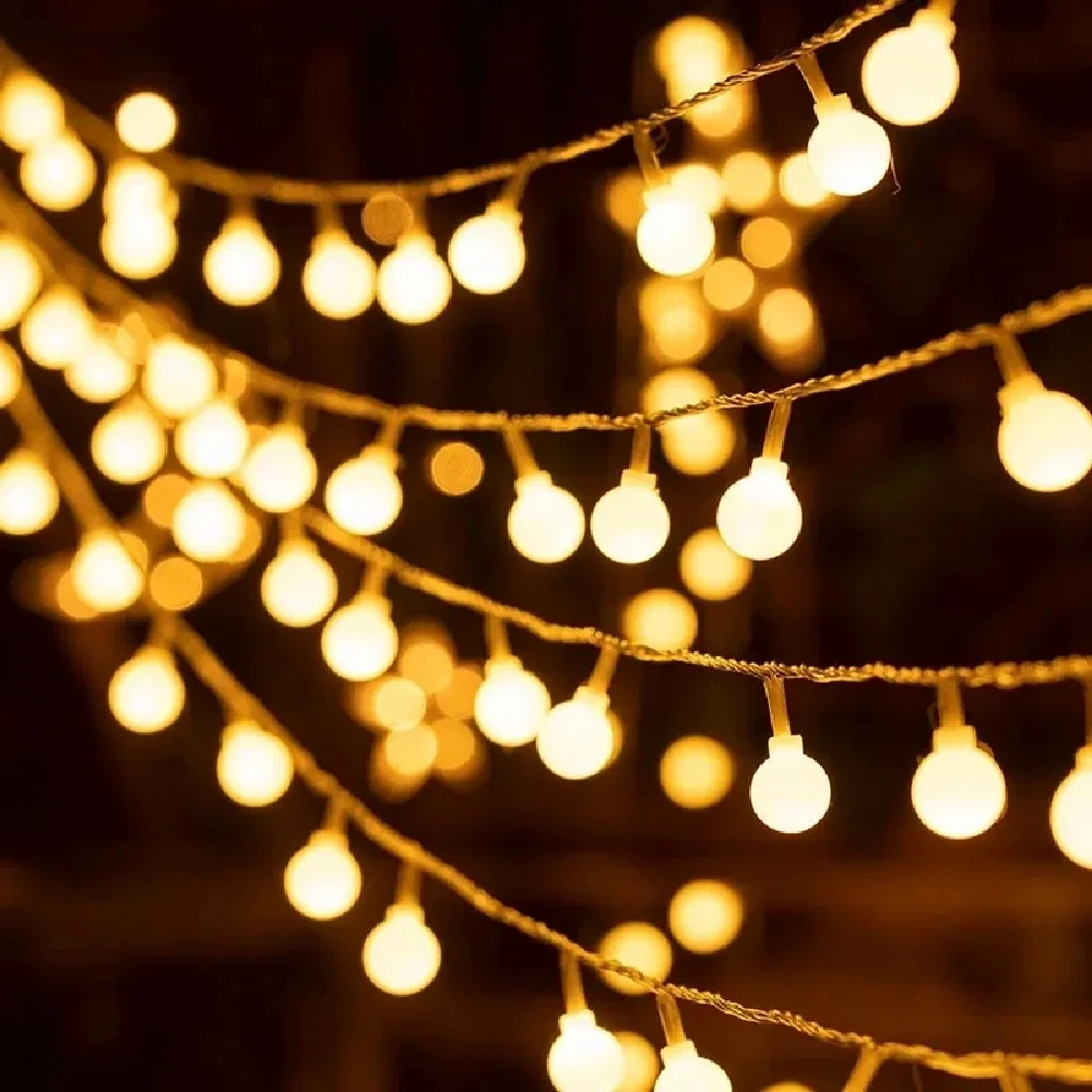 10M LED String Lights with USB/Battery Power Ball Garland Outdoor Lamp for Wedding Garden Fairy Christmas Decoration