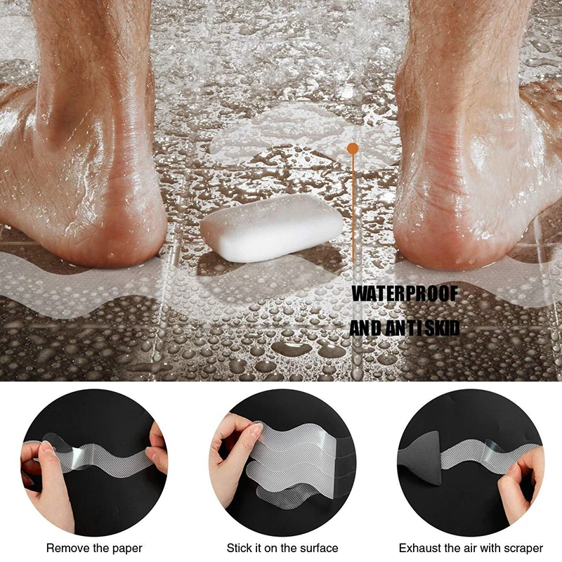 

24pcs/Package Transparent Anti-Slip Stickers For Bathroom Floor And Shower - Bathtub Floor Safety Anti-Slip Strips