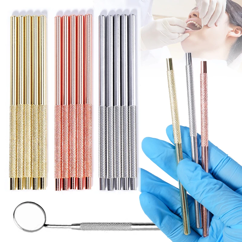 10PCS Stainless Steel Dental Mouth Mirror Handle Reflector Odontoscope Handle Checking Oral Mirror Handle No Mirror Dental Tools