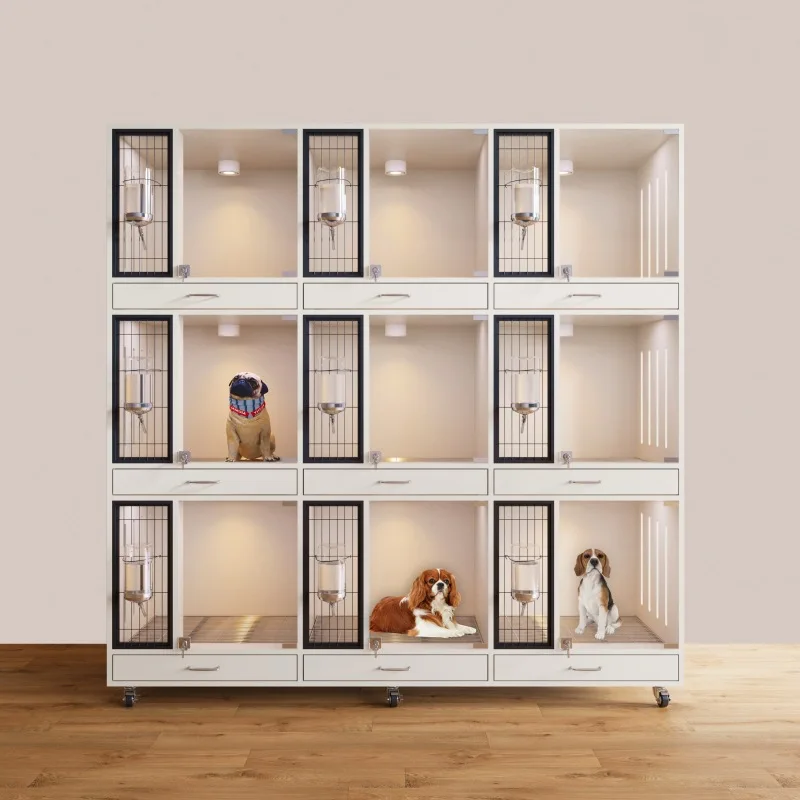 

3Tier Wooden Dog Crate for Pets,Cat & Dog Combined Kennel Cabinet with Removable Dividers,Pet Store Display Cage,Large Dog House