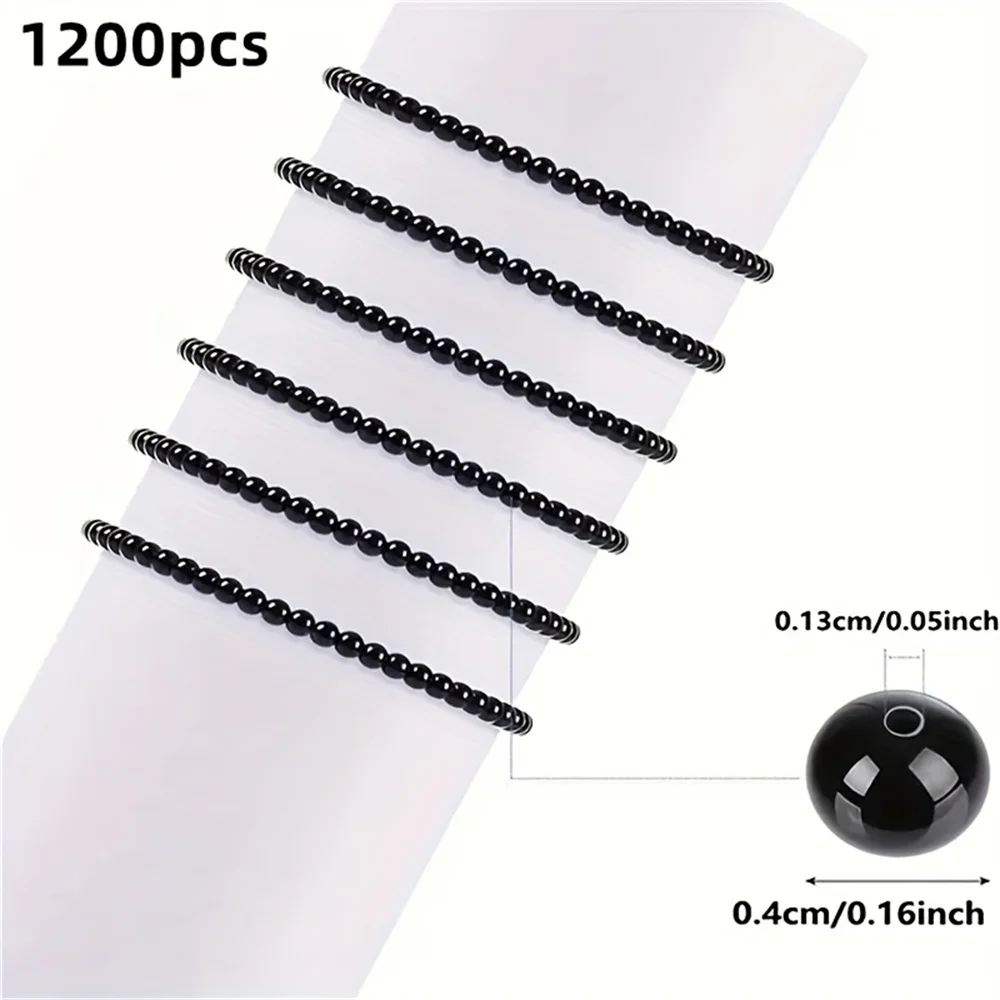 1200/2400pcs 4mm acrylic black round beads, elegant daily beads, multifunctional beads bracelet beads DIY decorative items