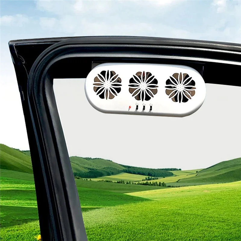 

Classy-Car Exhaust Fan Solar Powered And USB Charging Window Ventilator 3 Fans Front Rear Interior Radiator Cooling System