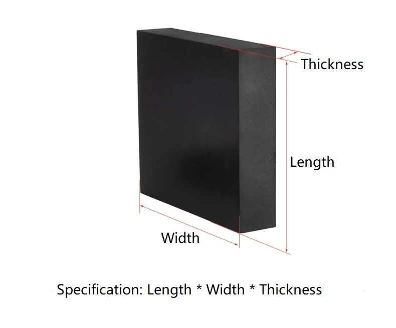 50mm~500mm Black Industry Rubber Block Elastic Anti Slip Damping Gasket Shockproof Pad Wear Resistant Thickness 10-100mm