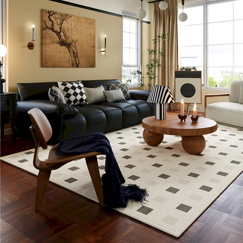 VIKAMA Modern Geometric Patchwork Area Rug Abstract Block Large Carpet Washable Non‑Slip Floor Rug for Living Room Bedroom