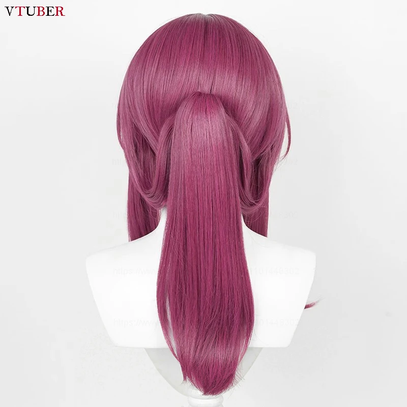 Kafka Wig Cosplay Honkai, Wig Anime rel Bintang Cosplay Kafka Honkai 43cm mawar ungu, rambut sintetis tahan panas + topi Wig