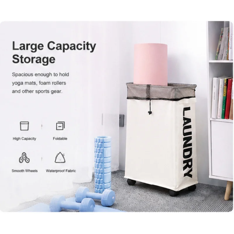 Multifunctional Wheeled Storage Basket Waterproof Foldable Construction Large Capacity For Yoga Item And Household Storage view 3