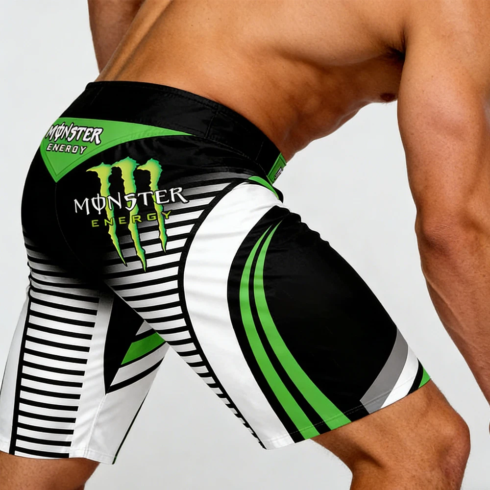 

Monster Energy Black White Vertical Stripe Cycling Fitness Motorcycle Extreme Sports Quick Drying Men's Functional Sports Shorts