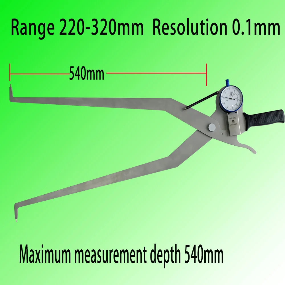

Штангенгубцы с длинными губками для измерения внутреннего диаметра, глубины и толщины, диапазон 220-320 мм, точность 0,1 мм, для труб, удлиненные, большие.