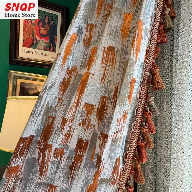 

High-precision Gold Wire Jacquard Atmospheric Shade High-end Villa European Style Custom Size Curtains for Living Room Bedroom