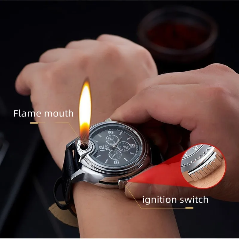 Metal Gas Watch Lighter Refillable Gas Portable Outdoor Windproof Lighter Fashionable And Cool Personality Creative Gift