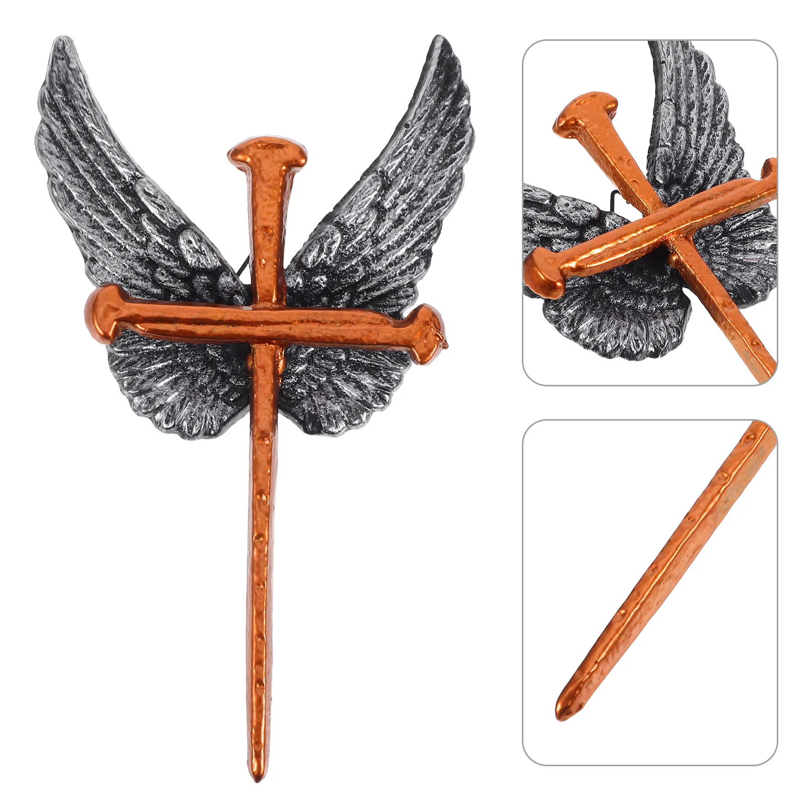 

Cross Wall Sculpture with Angel Wings Metal Spiritual Decor for Church Home Office Religious Ceremony Altar Prayer Space