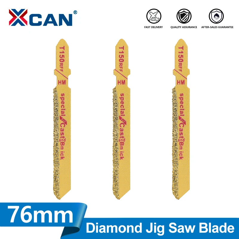 XCAN 3pcs 76mm Diamond Jig Saw Blade 3" T150REF T-Shank Jigsaw Blades Carbide Grain 50 Grit for Ceramic Tile Cutting Tool