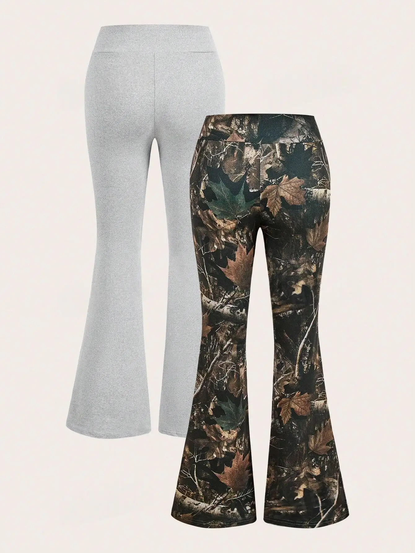 2-piece women's autumn casual leggings, high-waisted flared pants, elastic waistband, stretchable cargo pants, autumn style