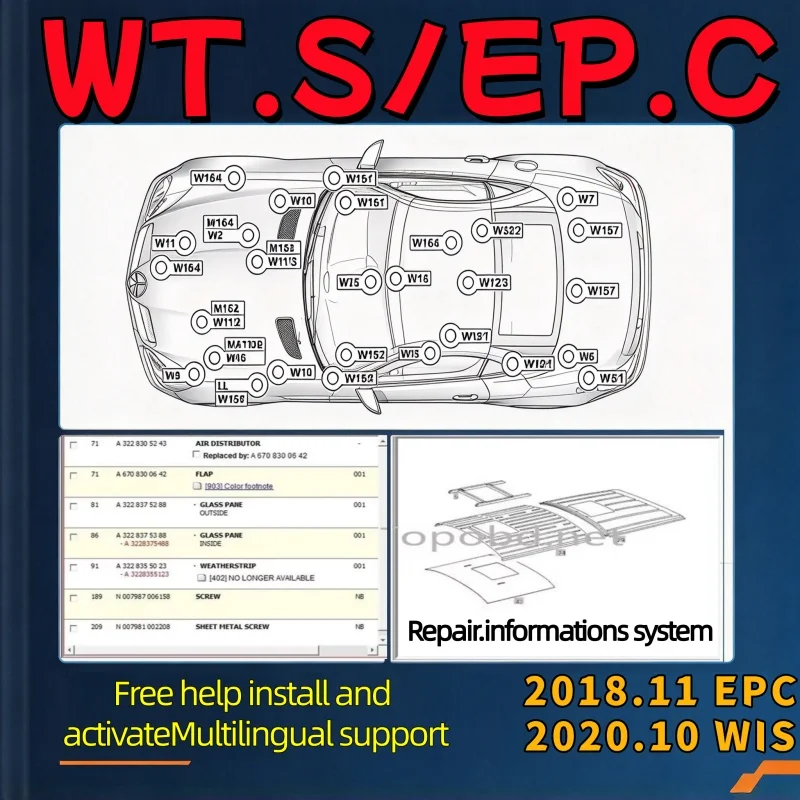 Newest WIS 2020.10 and EPC 2018.11 ,  MB STAR WIS/ASRA  EPC Workshop Service Repair Manual Free installation and Parts Catalog