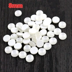 New Fashion 40pcs 8mm White Color Flat Back Resin Cabochons Cameo  V6-26