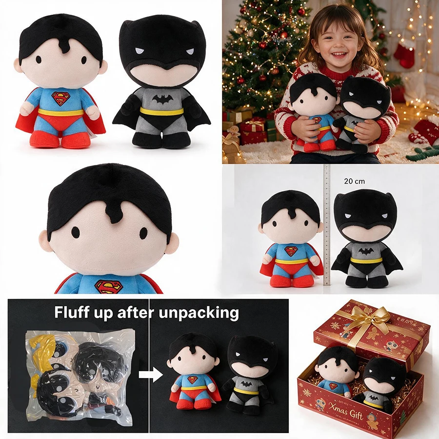 Classic Hero Plush Dolls 20cm Batman Superman DC Comics Justice League Soft Stuffed Toys for Kids Christmas Halloween Gifts