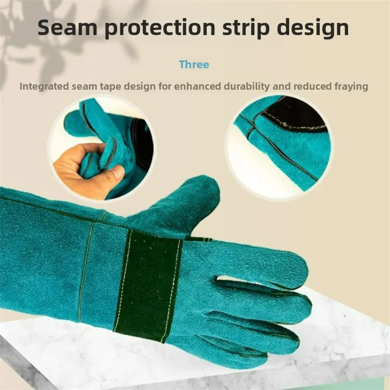 2PCS Anti-bite Thickened Leather Protective Gloves, Pet Training Scratch-Resistant, Wear-Resistant and Durable Protective Gloves