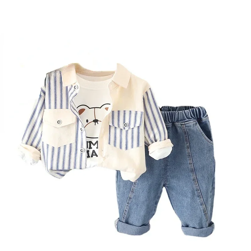 

New Autumn Baby Boys Clothes Suit Children Striped Jacket T-Shirt Pants 3Pcs/Sets Toddler Casual Costume Infant Kids Tracksuits