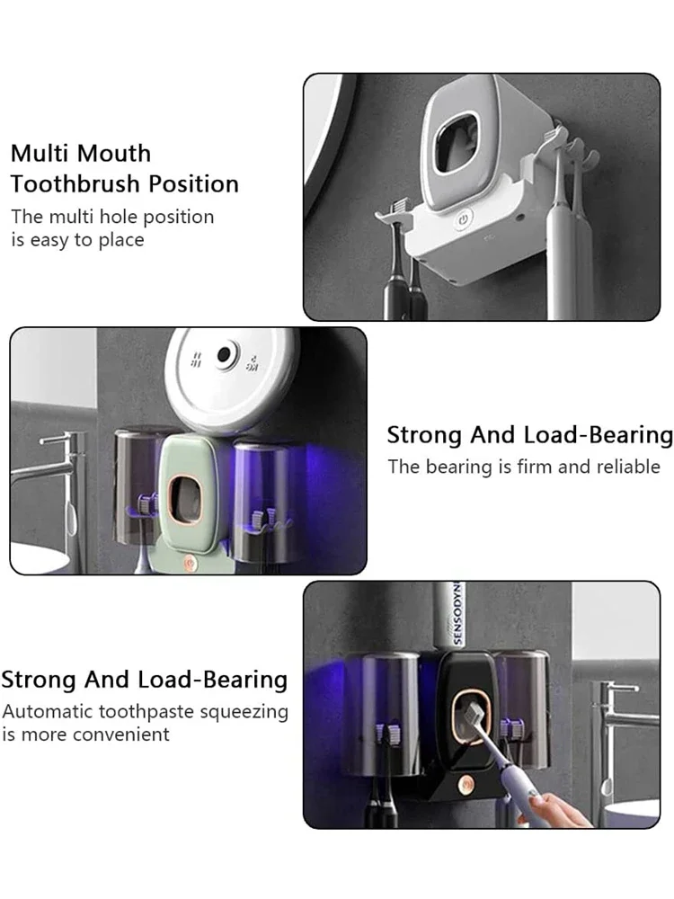 Automatic Toothpaste Squeezer Dispenser Waterproof Uv Toothbrush Sterilizer Drying Holder Children Bathroom Vanity Accessories