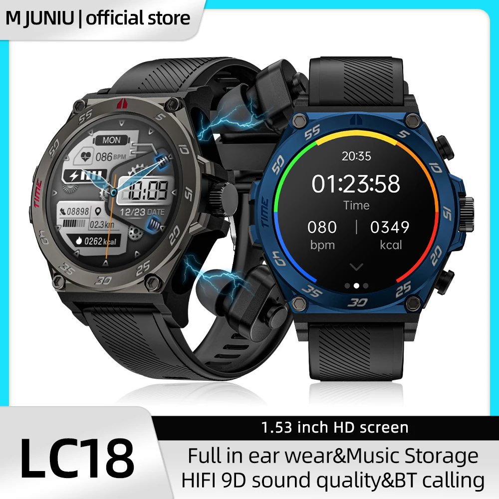 

New TWS Music Call Wireless Bluetooth Smartwatch Earphone 2 In 1 Dual Earbuds Health Monitor Sport Smart Watch for Men