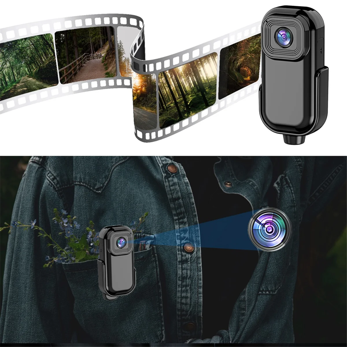 Mini cámara portátil con Wifi, videocámara DV de acción deportiva con pantalla, grabación de vídeo, Clip trasero, 1080P, color negro