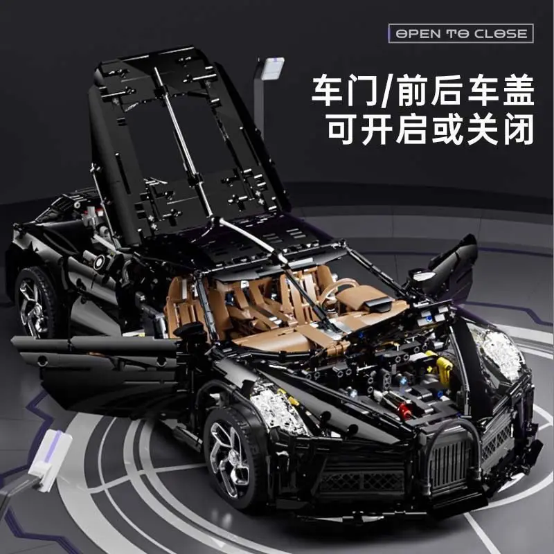 13163s molde rei bloco de construção carro técnico controle remoto la voiture noire esporte carro corrida modelo brinquedos crianças presente natal