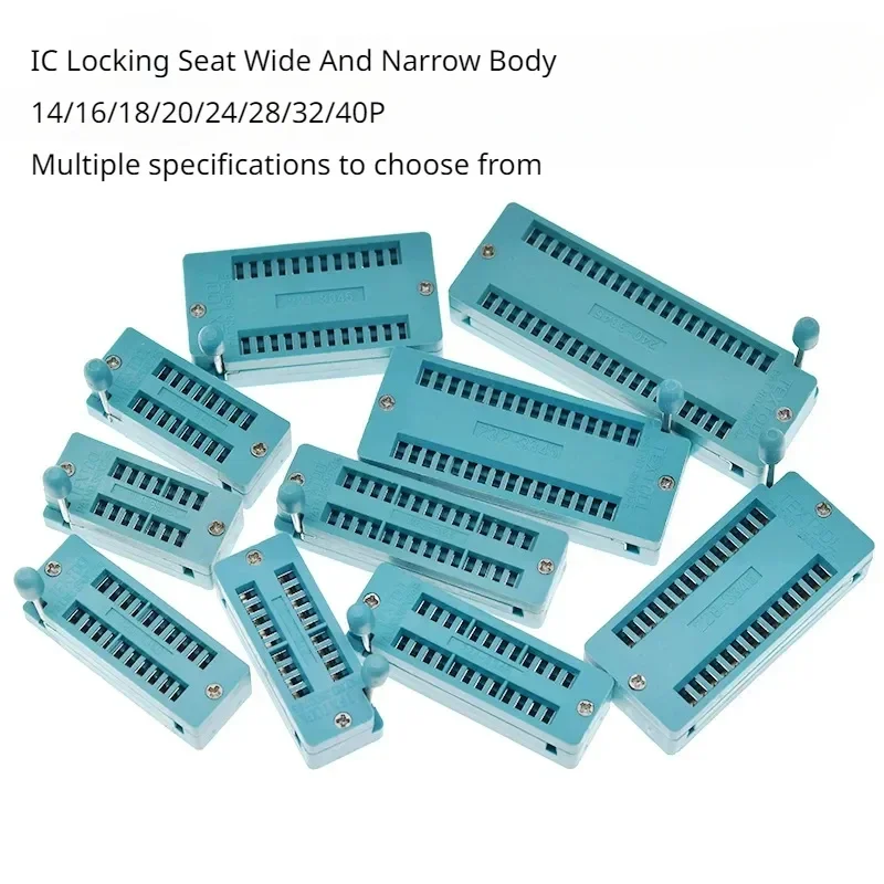 

1pcs/lot 14/16/18/20/24/28/32/40P 2.54 MM Green DIP Universal ZIF IC Socket Test Solder Type IC lock seat zif socket