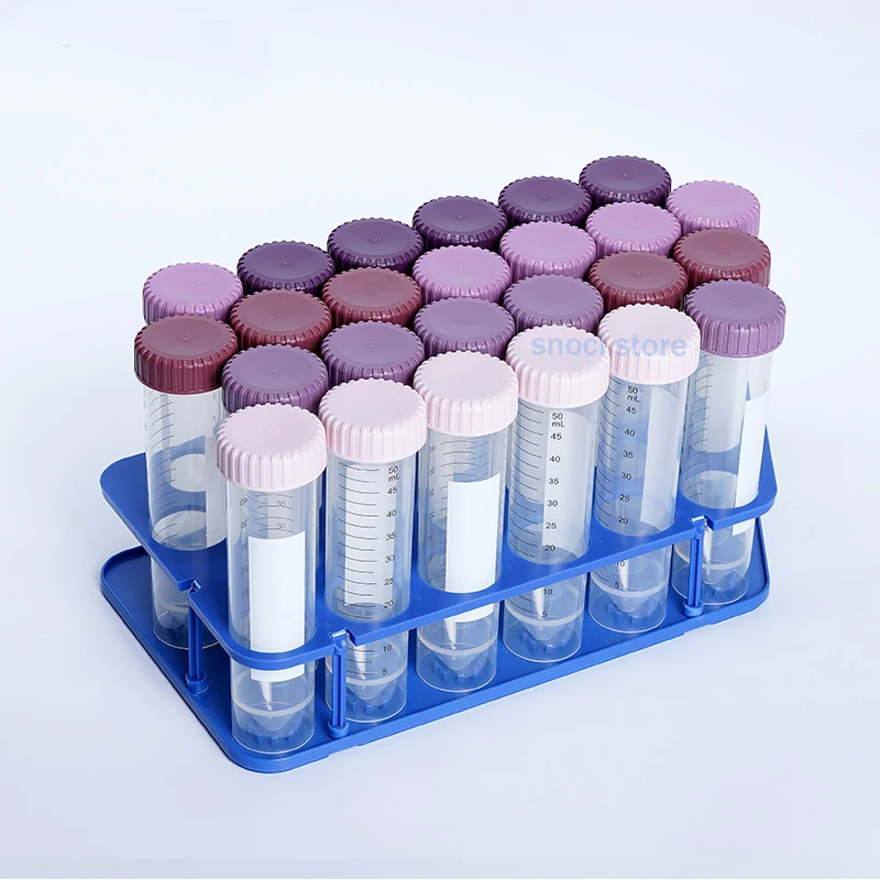 50ml Centrifuge Tubes 50ml Plastic Test Tube Self-Standing Sterile Tube DNase/RNase Free,Autoclavable，25Pcs/Pack With Rack