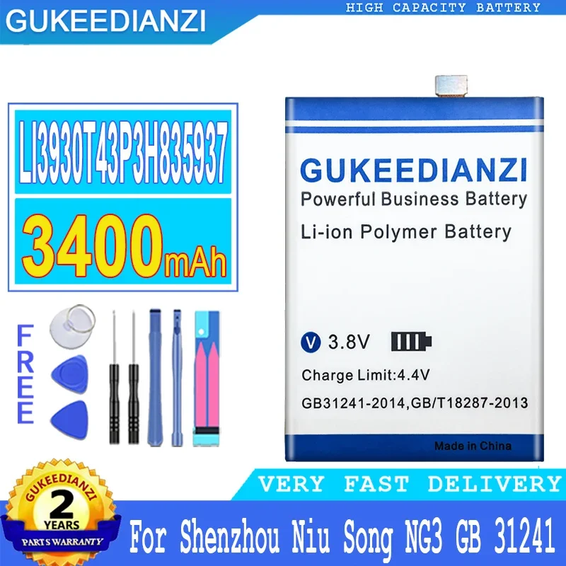 

3400mAh GUKEEDIANZI Battery LI3930T43P3H835937 For Shenzhou Niu Song NG3 GB 31241 Big Power Bateria