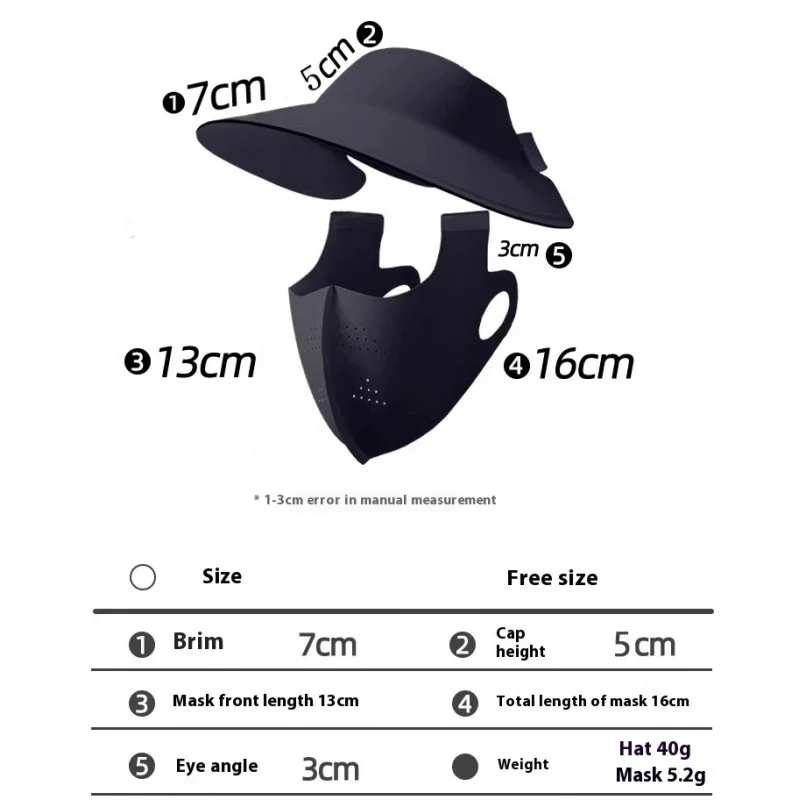 قناع وجه واقي من الشمس، حماية كاملة من الأشعة فوق البنفسجية للوجه، تظليل من الشمس، حرير ثلجي نسائي، قبعة مطاطية سوداء، حماية متكاملة للرقبة والوجه
