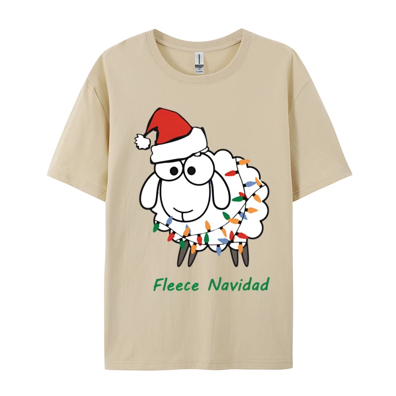 Fleece Navidad Christmas Sheep Vintage T-shirt Graphic Printed T-shirt Fun Print O-neck Romantic T-shirt