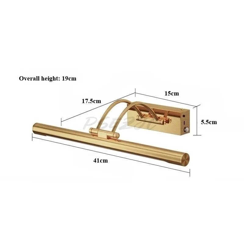 Bathroom 4w LED TYPE-C Rechargeable Mural Mirror Front Light Dimmable LED Household Wall Light