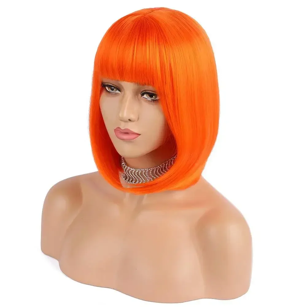 New Movie The Fifth Element Leeloo Cosplay Women Wig Orange Red Hair Heat Resistant Synthetic Hair Wigs Cap Halloween Dress Up