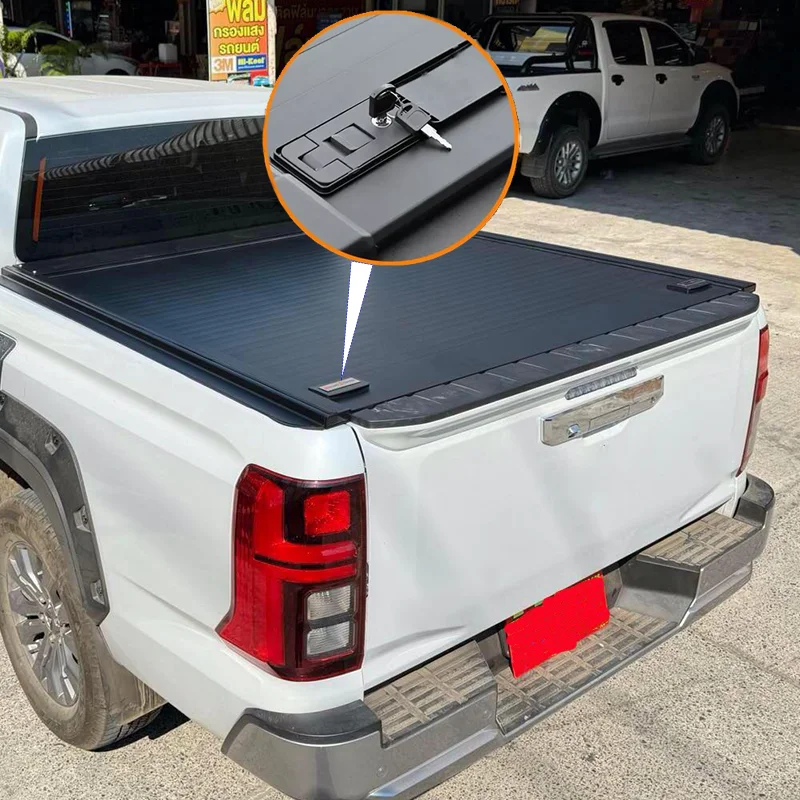 Retractable Hard Tonneau Cover for mitsubishi triton triton 2024 Truck Bed Matte Black Aluminum Low Profile Waterproof