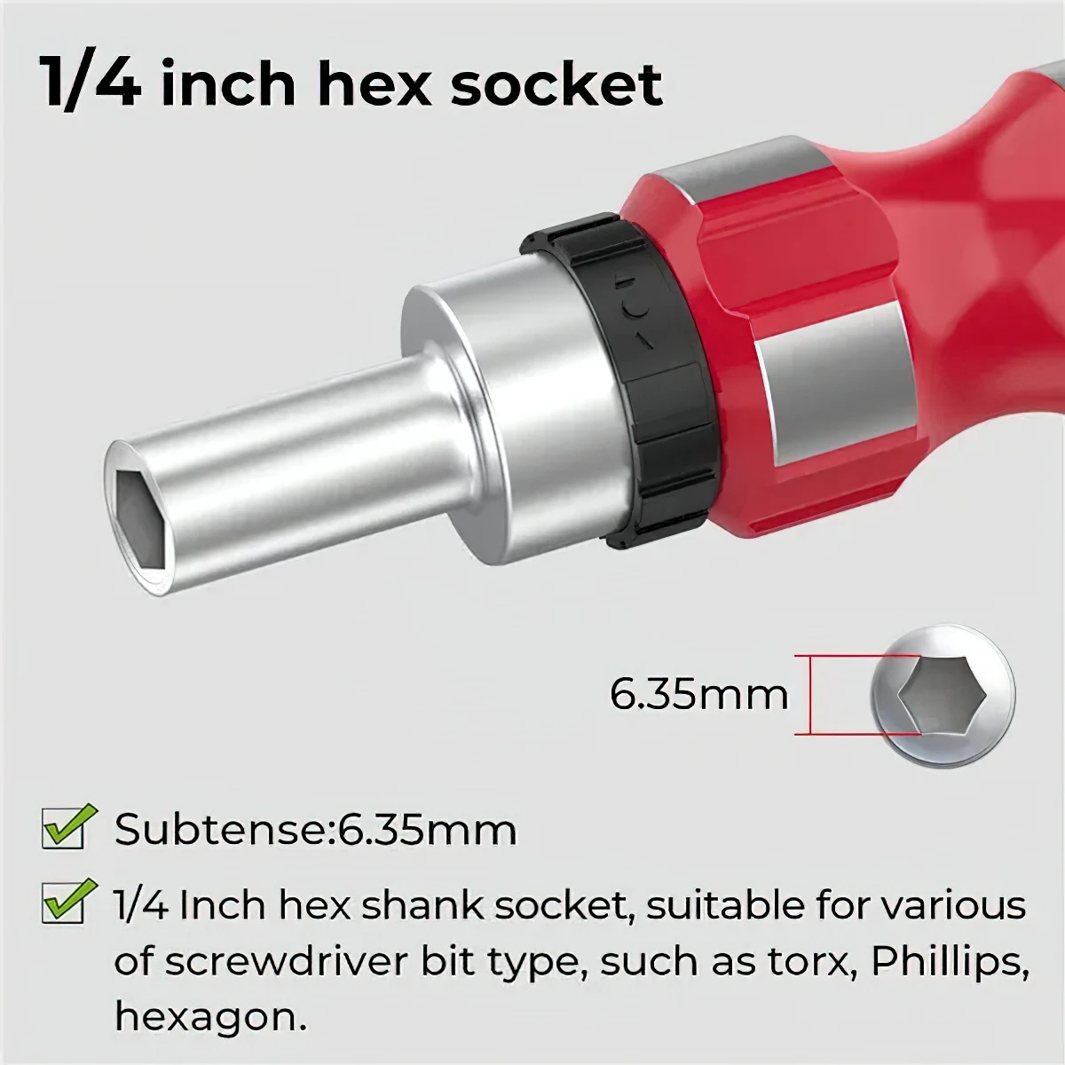 เปลี่ยนไขควงบิต 1/4 นิ้ว Hex Shank Magnetic Tip Ratchet ไขควงประแจจับสําหรับ Torx Flat Phillips Bit