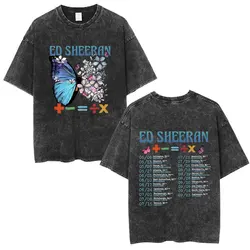 Ed Sheeran Mathematics Tour Concert Vintage Washed T shirts Men Women Fashion Harajuku T-shirts 100% Cotton Casual Loose T-shirt