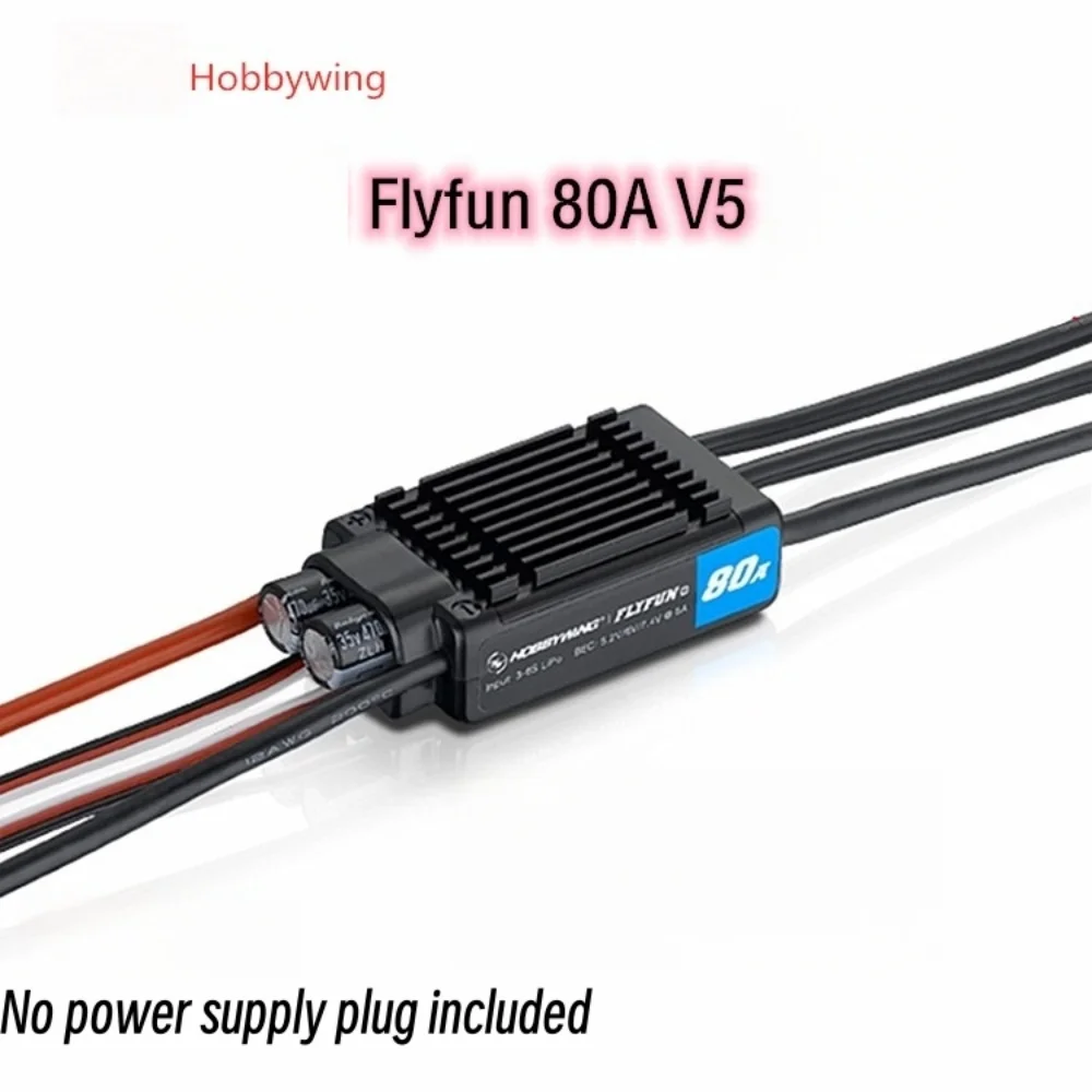 FATJAY Hobbywing FlyFun-80A V5 ESC Brushless 3-8S 80A with Reverse Thrust Function Electronic Speed Controller for RC Aircraft